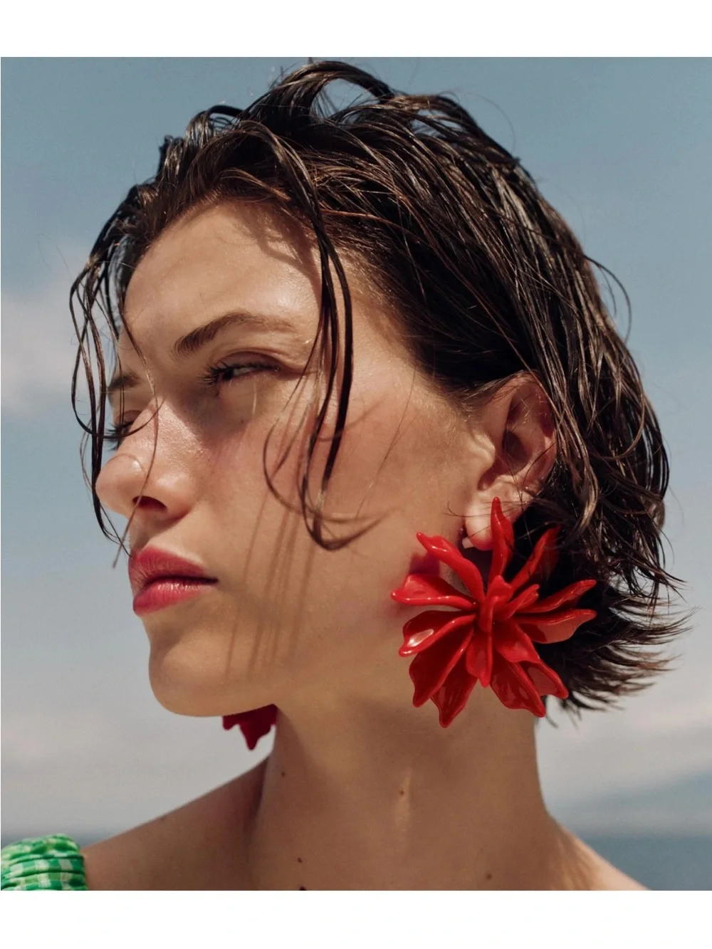 Zara maxi embossed Red Floral Petal Statement Earrings